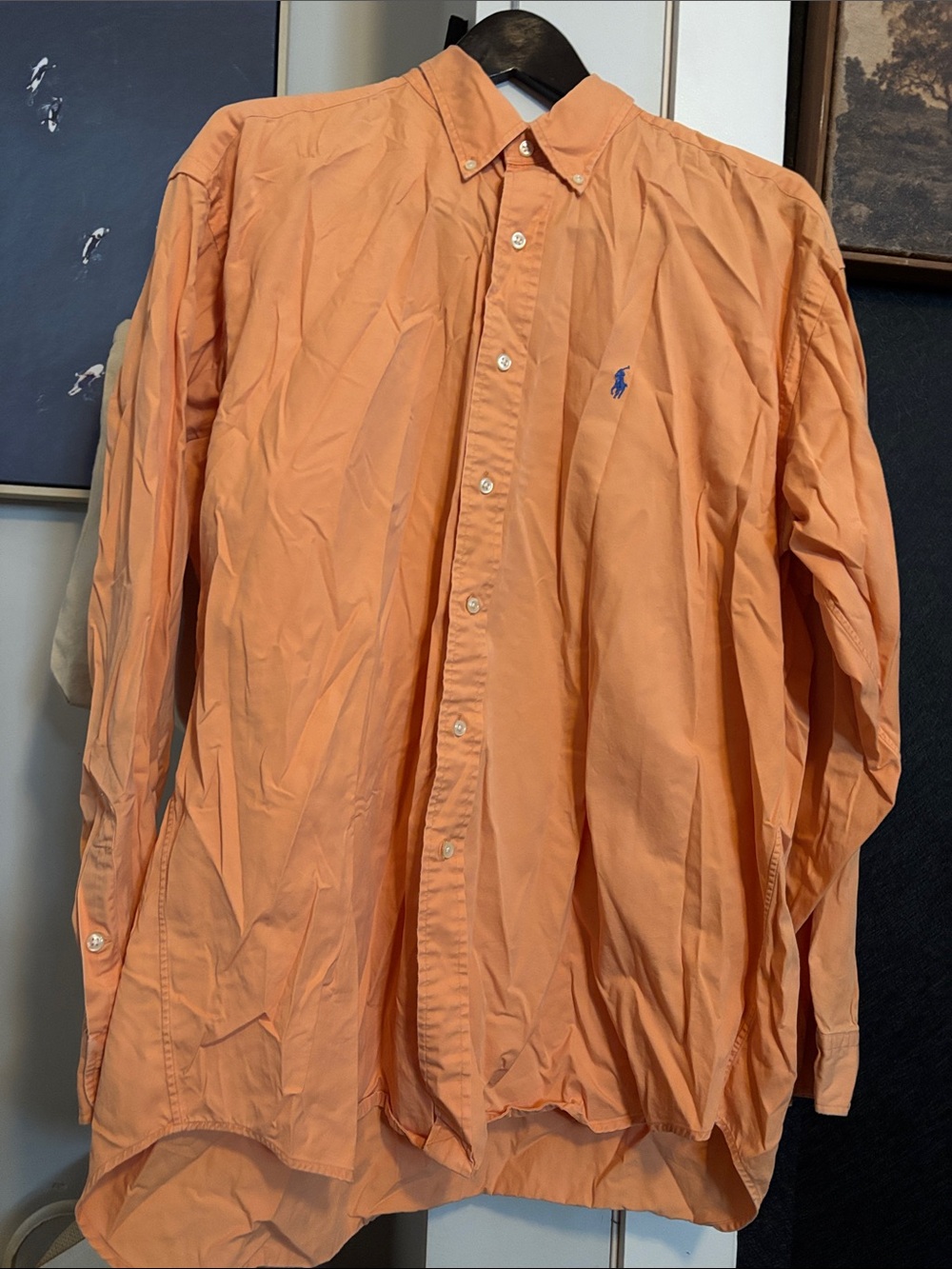 Polo by Ralph Lauren Peach Long-Sleeve Button-Down Shirt with Navy Pony